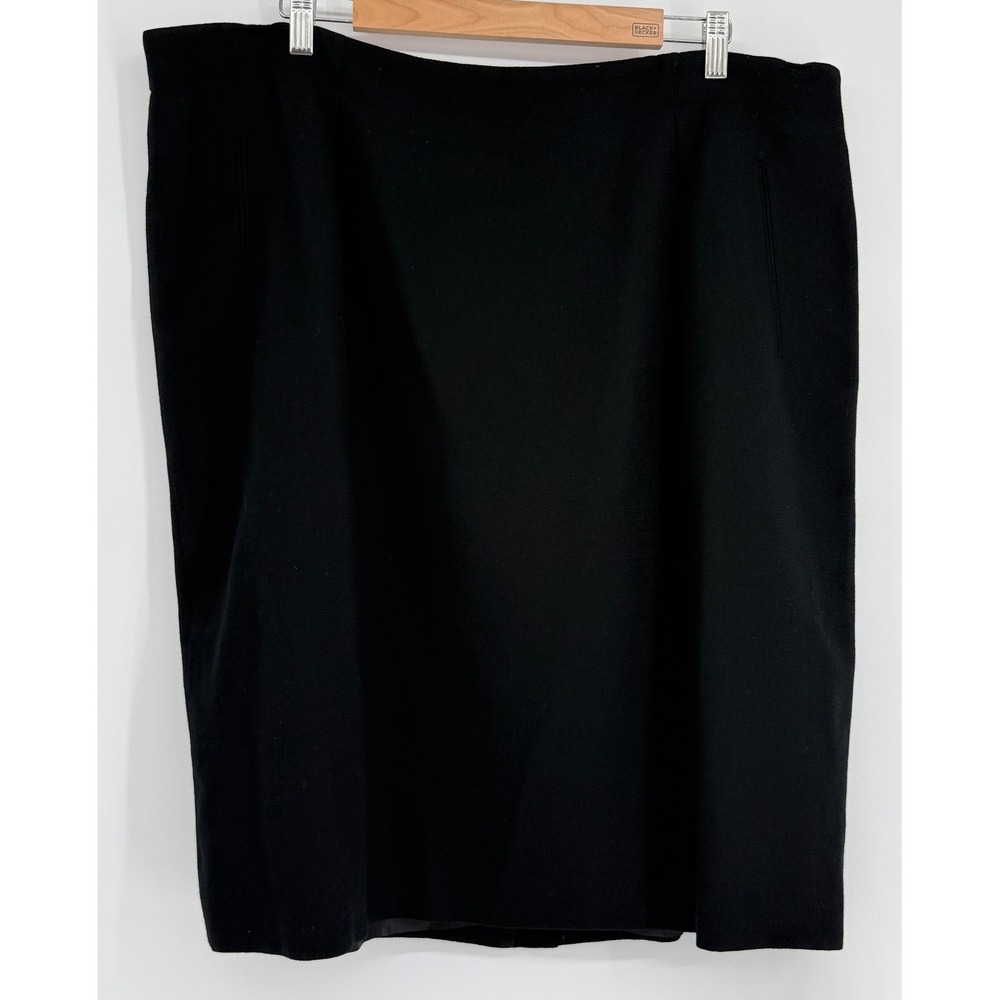Rena Rowan for Saville Black 100% Worsted Wool Pencil Skirt Made in USA Sz 22W